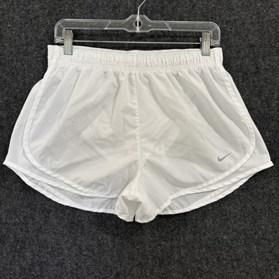 Nike Tempo Shorts Women's Large White Dri-FIT Running Elastic Waist Drawstring