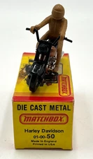 Matchbox Lesney Harley Davidson 01-00-50 Motorcycle w/ Rider New in Box England