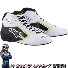 Alpinestars Tech-1 K START V2 Kart Race Shoes White/Black/Yellow Flo 2711521-215