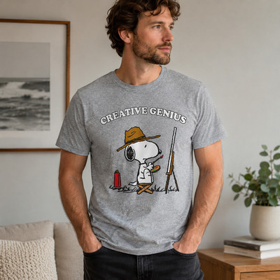 Peanuts Snoopy Creative Genius Artist Fun Classic Retro 90s Herren T-Shirt
