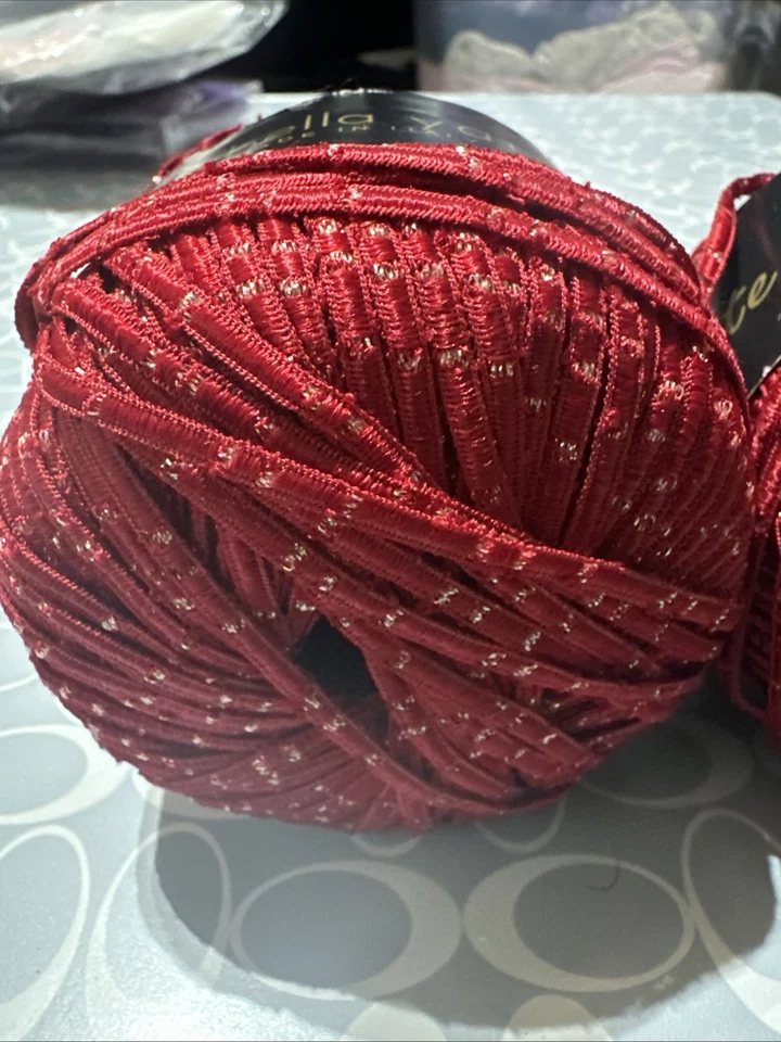 Karabella Diamante Yarn Lot Of 2 Red 50g Ea 92 Yards Each Lot Of 2 - Image 2 of 4