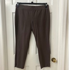 Eileen Fisher Sz L Crepe Stretch Pull On Ankle Pants Minimalist Quiet Luxury