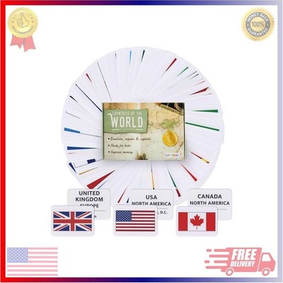 250 Countries of The World Flags Flash Cards Kids Geography & Education Set