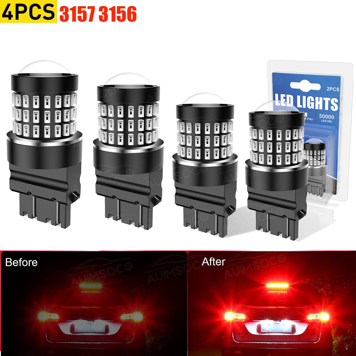 4x Super Red 3156 3157 LED Brake Tail Light Bulb For GMC Sierra