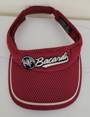 BACARDI Bat Logo Visor Cap ~ Maroon Red ~ Adjustable Rum Mixed Drinks Cocktails