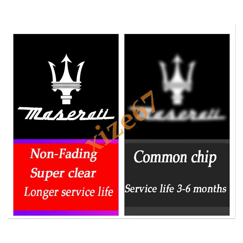 2pc No fading LED Car Door Shadow Projector light For Maserati GranTurismo 12-19 - Image 2 of 4