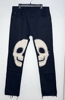 NWOT Skull Jeans MNML Bones Skeleton Black White Size 36