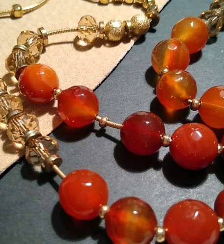 THE LIMITED Gold Tone Real Stone and Faceted Glass Bead Multi Strand Necklace! - Picture 4 of 9