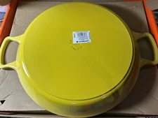 NEW LE CREUSET SOLIS YELLOW ENAMELED CAST IRON ROUND PAELLA PAN 13.25" 3.25QT