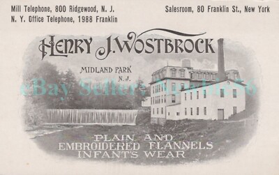 Midland Park NJ - HENRY WOSTBROCK FLANNEL CLOTHING FACTORY - Postcard Ridgewood