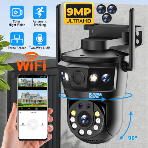 3-Lens 9MP Wifi Security Camera Wireless System Outdoor Home Night Vision Cam - Picture 10 of 10