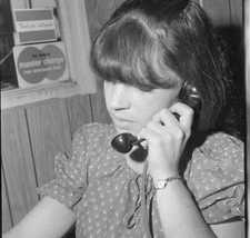 Vintage  Negative B&W Med Format Woman Receptionist Vintage Phone #284