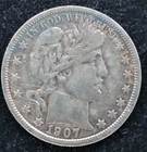 Genuine 1907-S Barber Silver Half Dollar 50c VF w/ Scratches