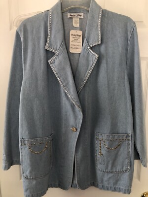 Size L Bling Jean Jacket Boutique By Pretty Things Blue Denim