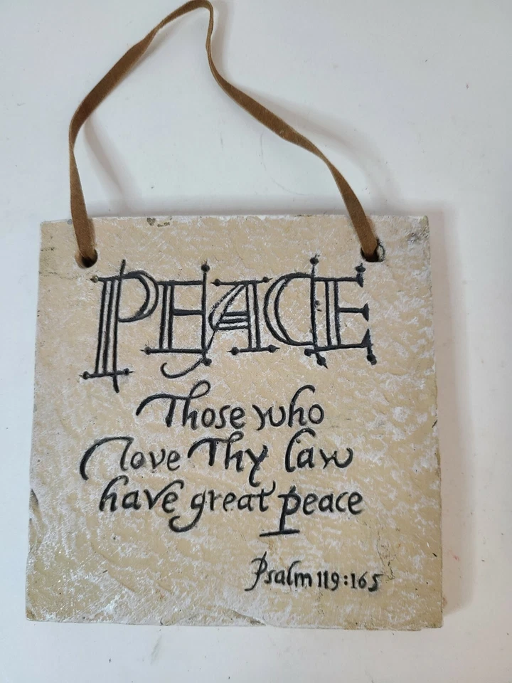 Vintage Religious Inspiration Stone Wall Plaques Sign Joy and Peace Set Of Two - Image 2 of 4