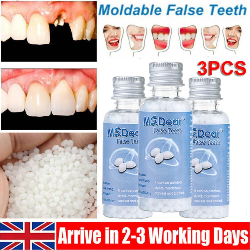 MS.DEAR 3Pcs MISSING TOOTH FILLER TEMPORARY COSMETIC REPLACEMENT REPAIR DIY TEMP TEETH