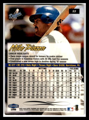 1998 Ultra Gold Medallion #53G Mike Piazza Los Angeles Dodgers | eBay