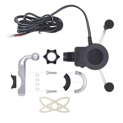 Universal 12V Motorcycle Handlebar Phone Holder Mount USB for Smartphone
