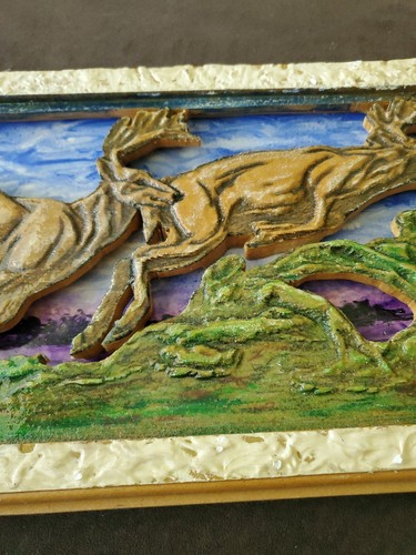Wildlife 3D Nature Deer Country cabin decor carved Mdf wood Wall Plaque Handmade - Picture 5 of 12