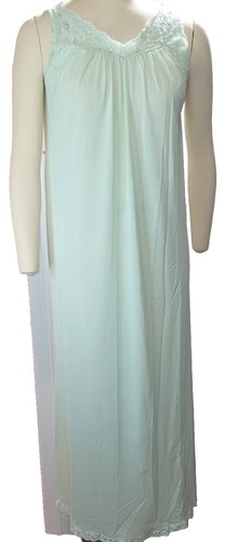 Vtg ShadowLine Pullover Long Nightgown Sz Sm Mint Green Lace Pink Rose Nylon USA - Picture 3 of 14