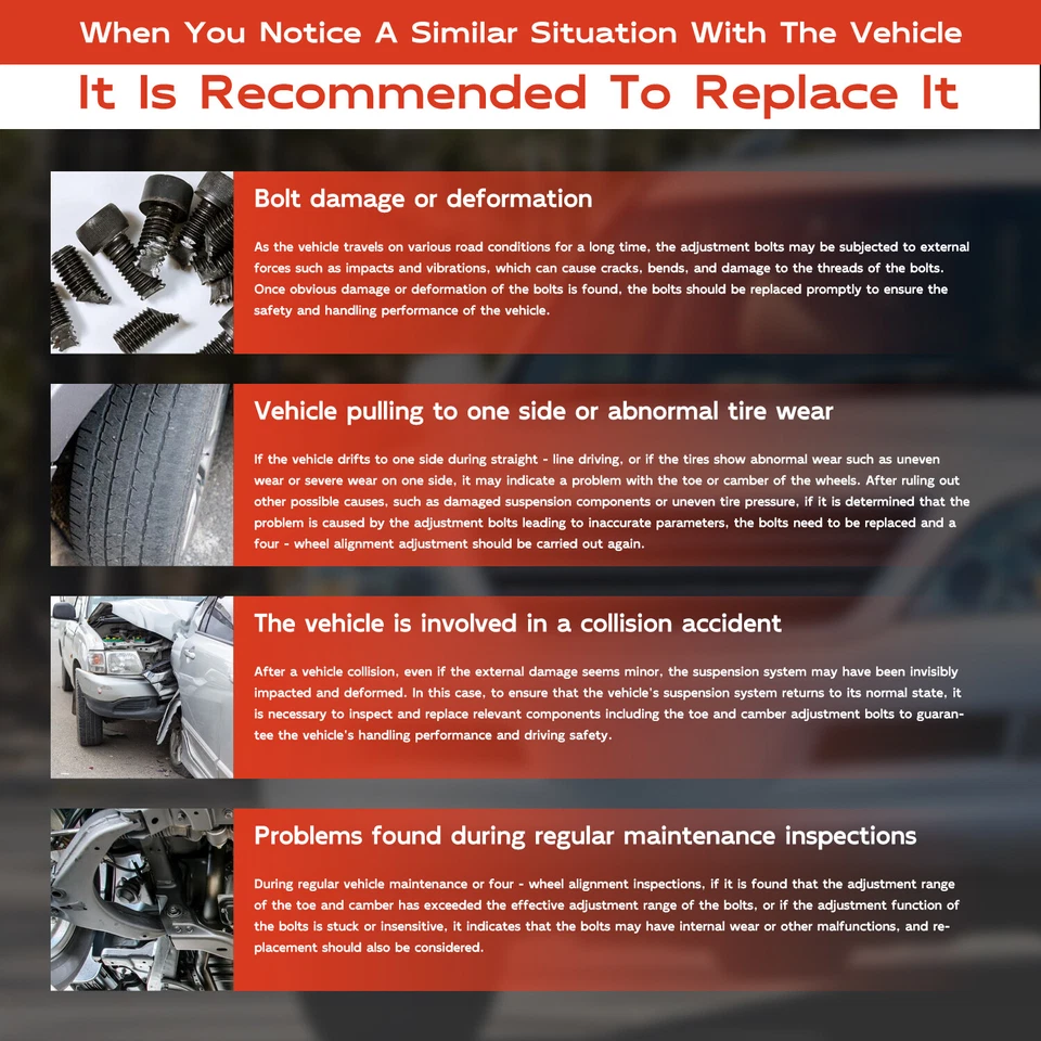 Juego de 4 pernos de ajuste del brazo de control delantero para LEXUS GX470 2003-2009 Foto 3 de 4