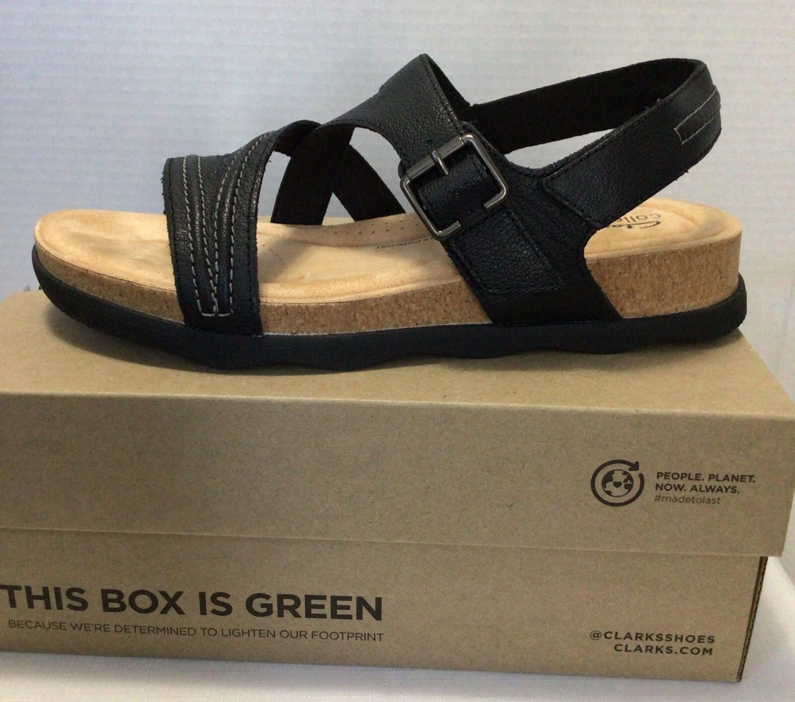 Clarks Collection Sandalo Nero Brian Step Pelle Regolabile Comfort 9 1 2 M