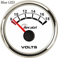 Jiecaizi 52mm2 White Volts Gauge 8-16v For Car Truck Marine Blue Led Usa Stock