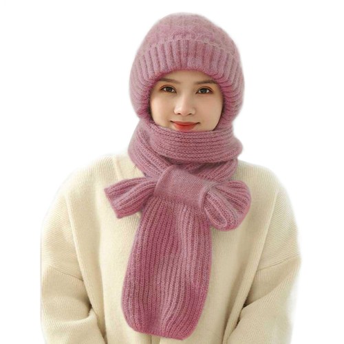 2In1 Winter Women Ladies Woolly Thick Knit Hat And Scarf Set Soft Warm Wooll USA - Picture 5 of 12