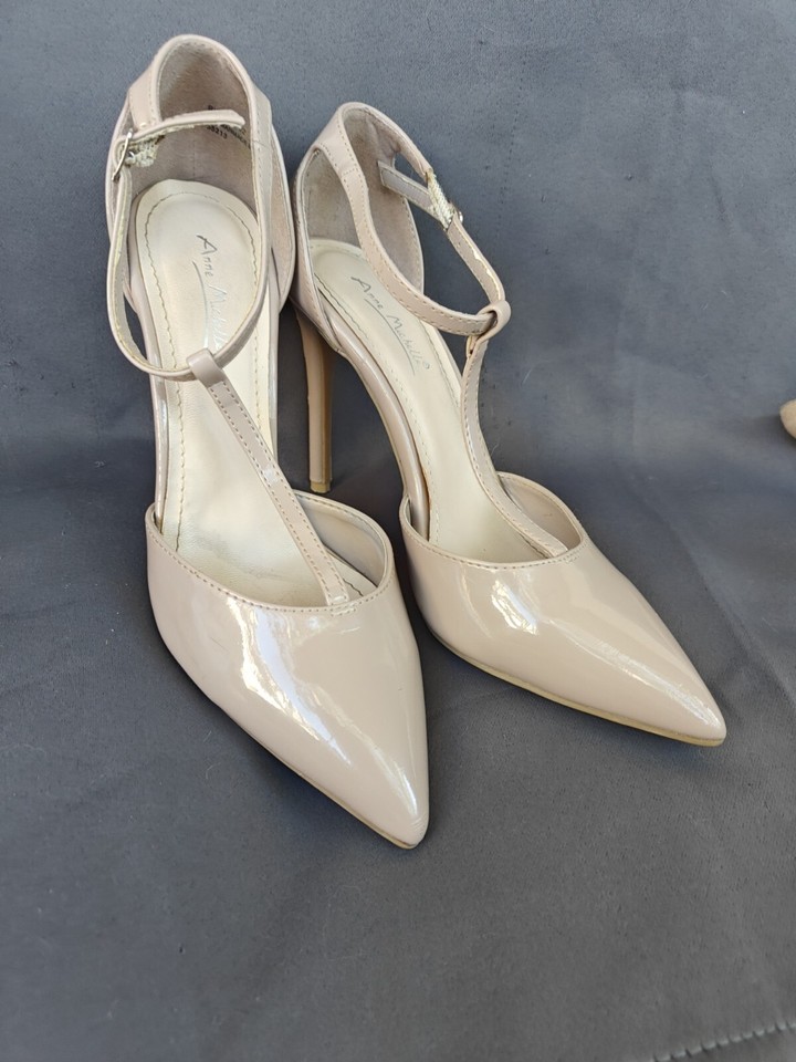 Anne Michelle Patent Leather High Heel Beige Nude Stiletto Shoes T — free download
