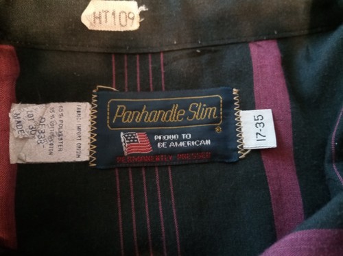 Panhandle Slim Mens Shirt Size 17-35 Black Pink Striped Pocket Button Up Casual - 第 6/9 張圖片