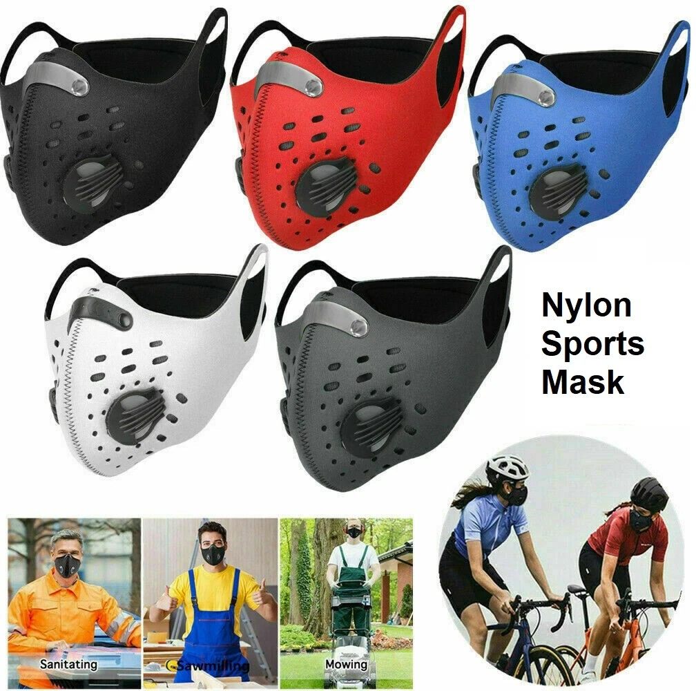 Face Mask Reusable Washable Anti Pollution Masks PM2.5 Two Air Vents & Filter