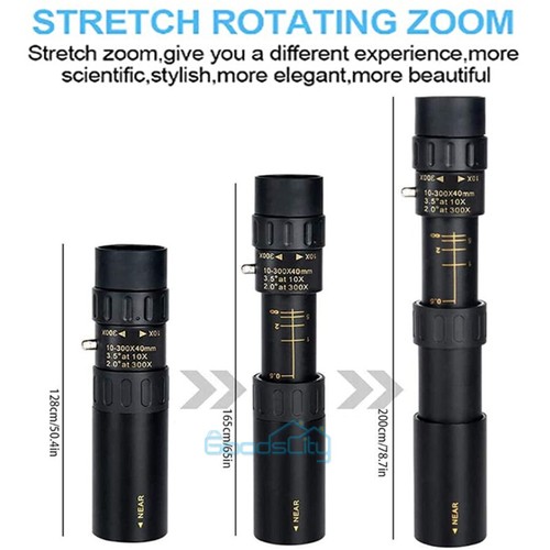 10-300X40mm Zoom HD Military Powerful Monocular Handheld Optics Telescope+Case - Picture 9 of 17