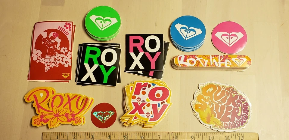 VTG 90's ROXY HAWAIIAN CALIFORNIA BEACH GIRL HEART SURF SKATEBOARD STICKER DECAL