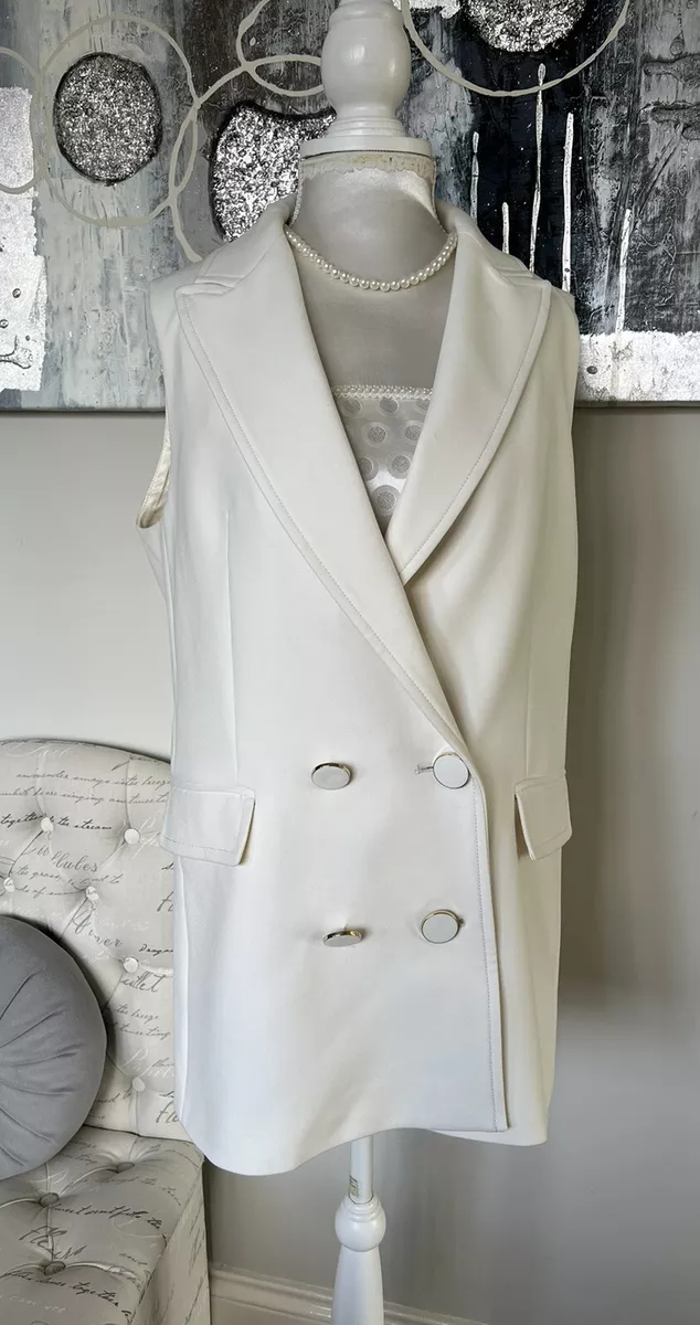Zara Ladies Ivory Sleeveless Double Breasted Blazer Waistcoat BNT