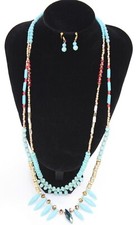 LONG MULTI-COLORED NECKLACE SET