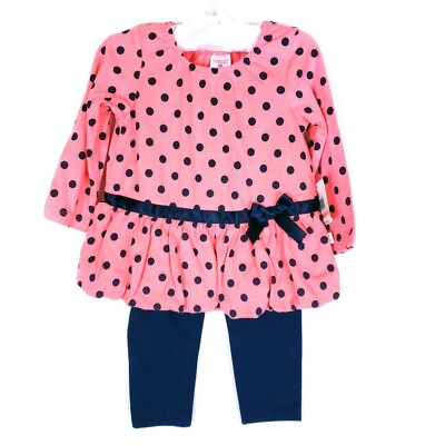 Cuddle Bear Collection Girl 2pc Set Top Bottom Polka Dot Size 12M - NWT