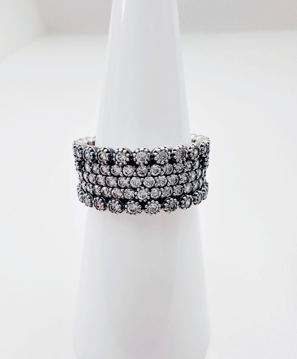 Estate Auth. Pandora 925 Sterling Silver Cubic Zirconia Wide Estate Auth. Pandora 925 Sterling Silver Cubic Zirconia Wide
