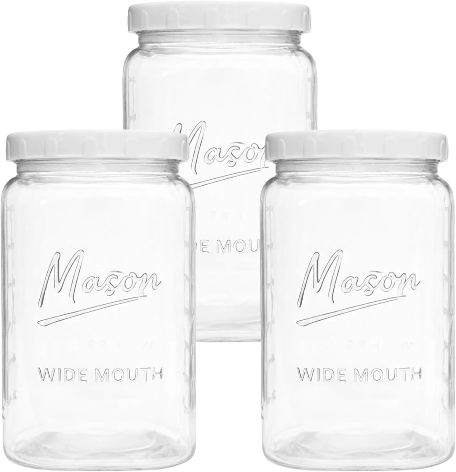 3 Pack 1 Gallon Square Glass Mason Jars with Airtight Lids for Food Storage