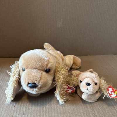 Vintage Ty Beanie Buddy & Beanie Babies Spunky The Cocker Spaniel Dog Lot