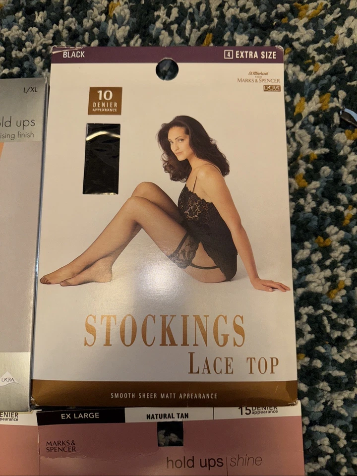 M&S Hold Ups Stockings Up XL Extra Large Nylons Sheer Lace Top Job Lot Bundle - Image 3 of 4