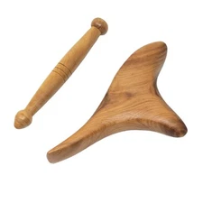 Honbay 2PCS Reflexology Tools Wood Body Massage Tools Triangle Massager Wooden