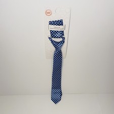 Wonder Nation Boys Zip Tie  Pocket Square Set Blue White Check One Size 3 NEW