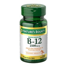 Nature's Bounty Vitamin B12 2500mcg 75 Tablets 12/26 
