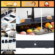 33" Silicone Sink Splash Guard Mat - Faucet Handle Drip Catcher Tray, Kitchen