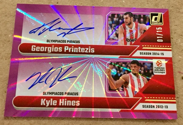 24/25 Donruss Georgios Printezis/Kyle Hines Dual Autograph 1/15 Olympiacos