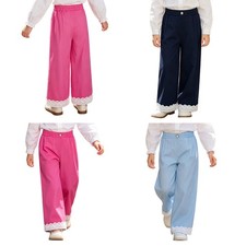 Girls Wide-leg School Pants Outfits Sweatpants Cargo Loose Casual Bottoms Kids