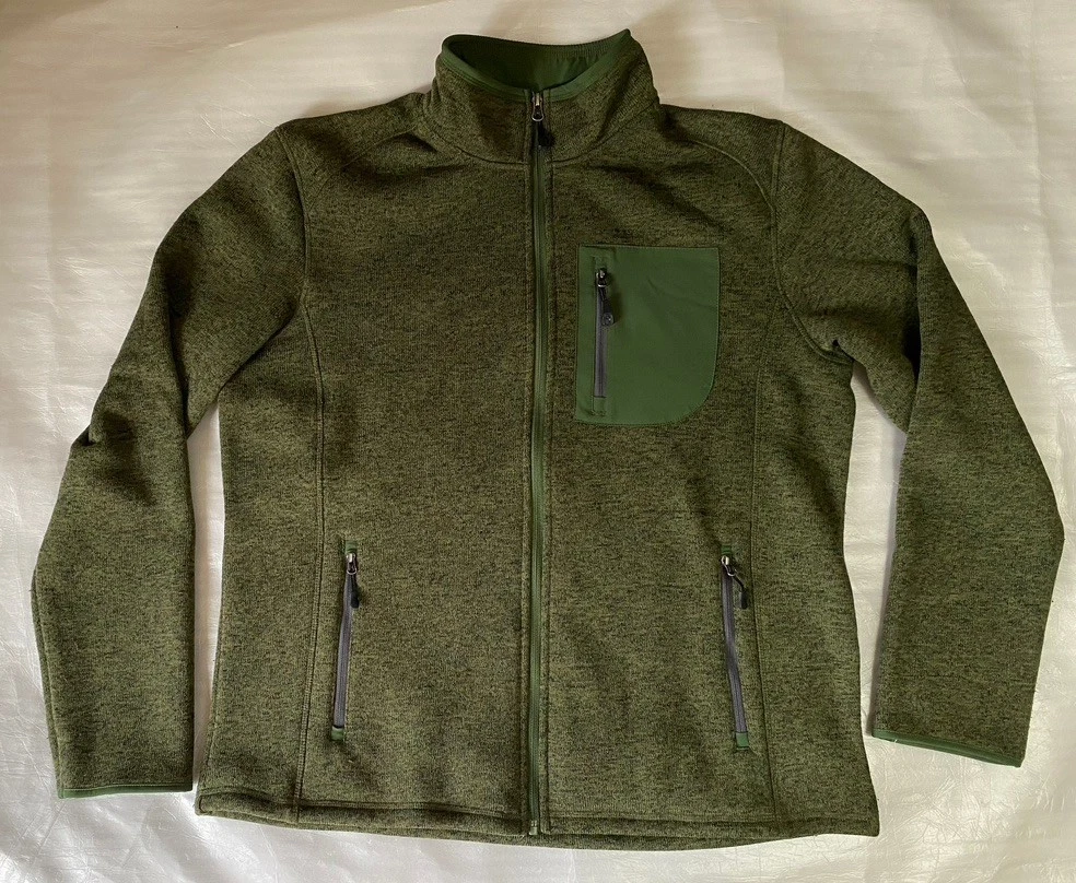 Swiss Tech Unisex Vintage Fleece Jacket Green Seaturthtr Size Large 42/44