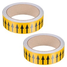 2 Pcs 1.2 Inch x 33 Ft Flow Arrow Tape, PE Pipe Marking Sticker, Yellow/Black