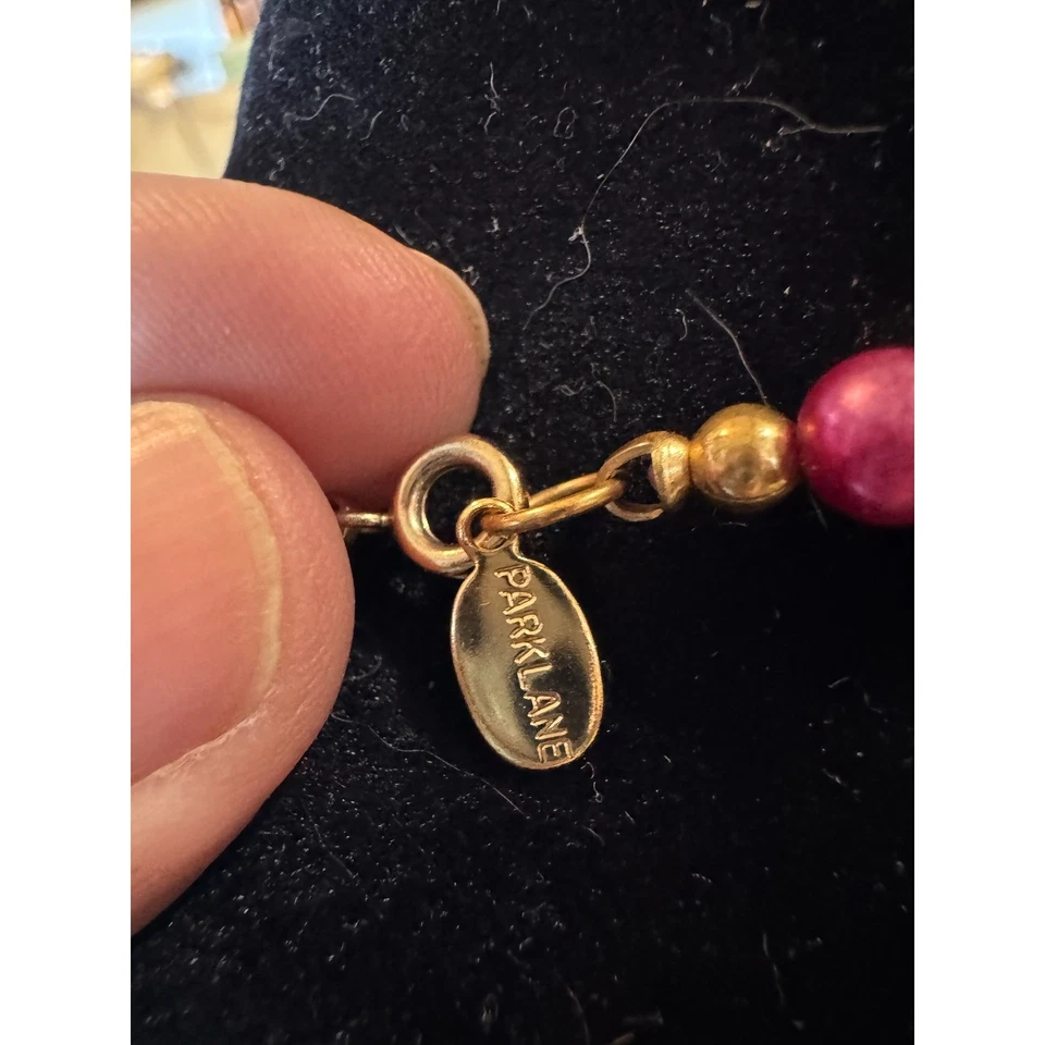 Collar Park Lane Borgoña Cuentas Acentos Dorados Joyería de Moda Foto 3 de 4