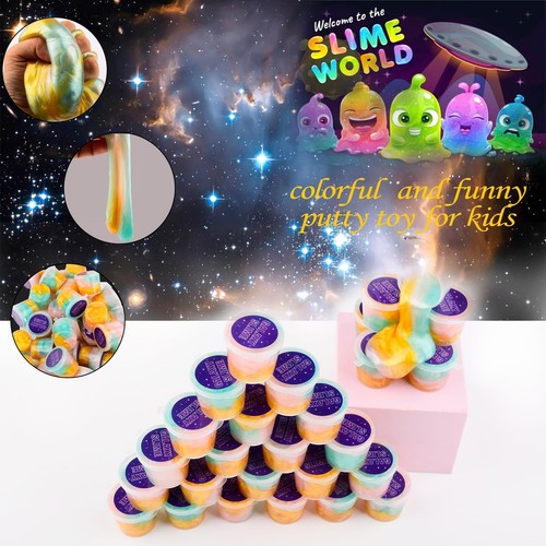Galaxy Slime Kit 28 Pack, Fluffy Mini Slime Easter Party Favor Goodie Bag - Picture 4 of 5
